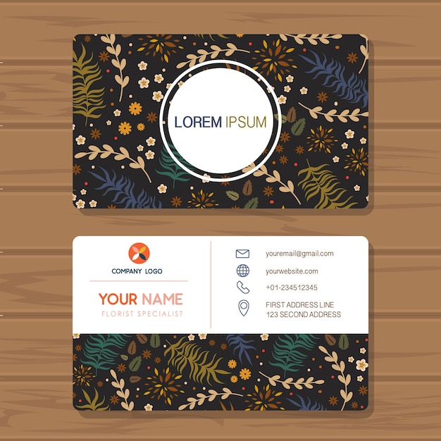 vector of flora style company business card 