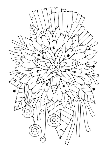 Vector vector floral background for coloring. art line. art therapy. coloring page for children and adults.