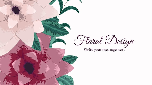 Vector floral botanical banner background cute blossoming flowers.