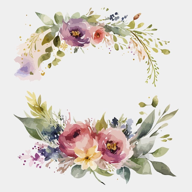 Vector floral bouquet with watercolor arrangement