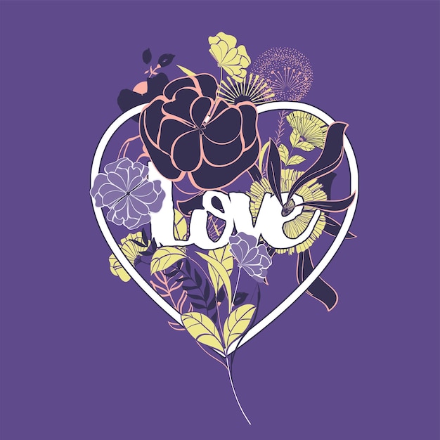 Vector floral composition for love wedding happy valentines day