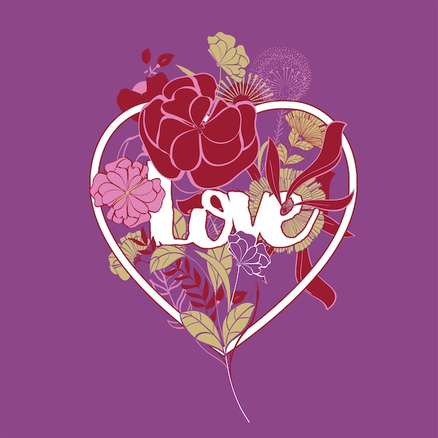 Vector floral composition for love wedding happy valentines day