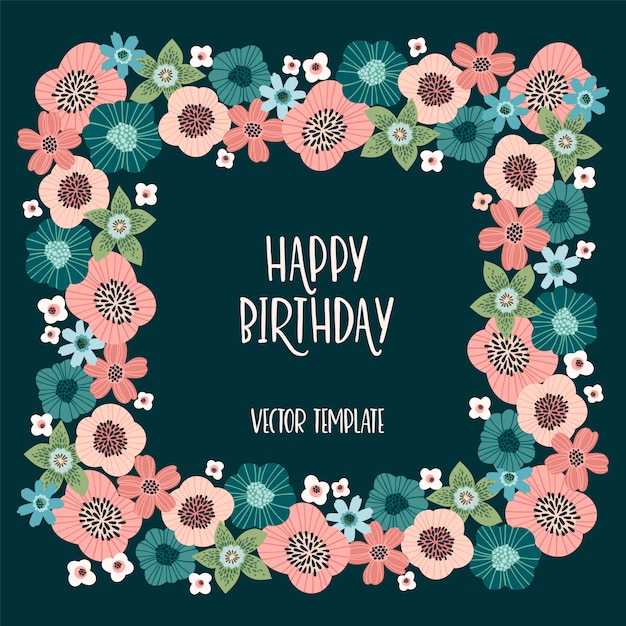 Vector floral design with cute flowers.