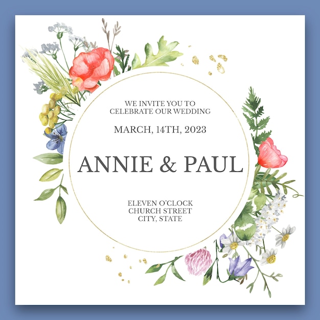 vector floral engagement wedding invitation template