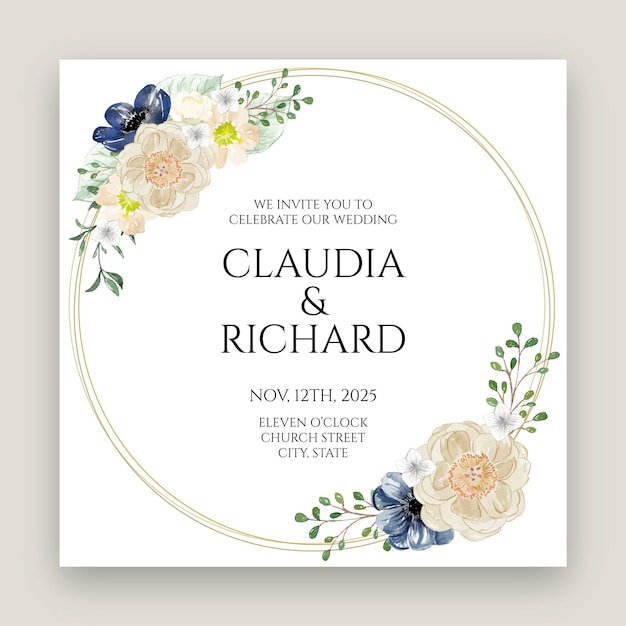 vector floral engagement wedding invitation template