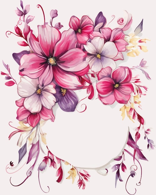 Векторная цветочная рамка Акварель Дизайн приглашения Фон для сохранения даты Поздравительная открытка