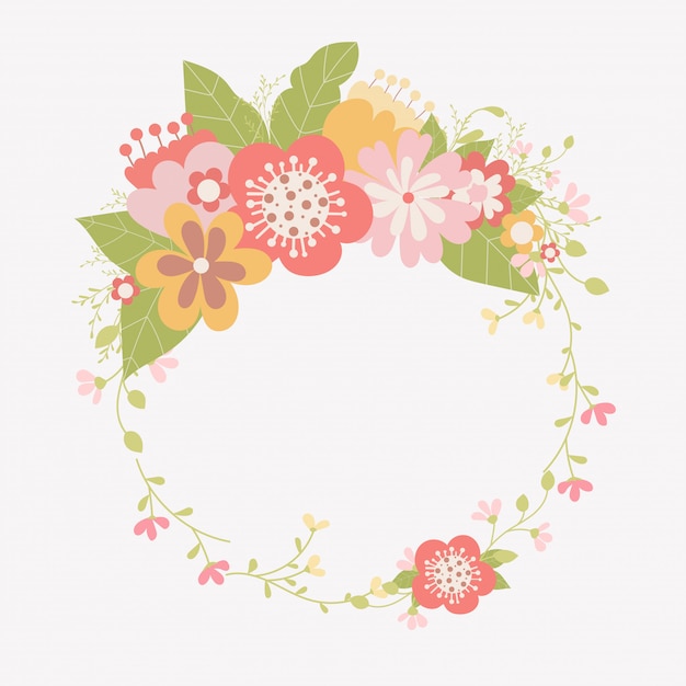 Vector floral frame with flowers