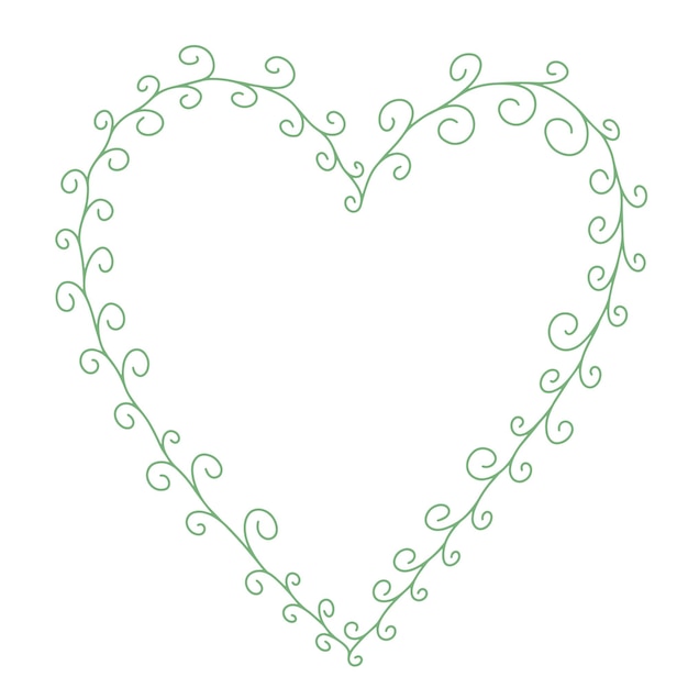 Vector floral green frame heart shape illustration