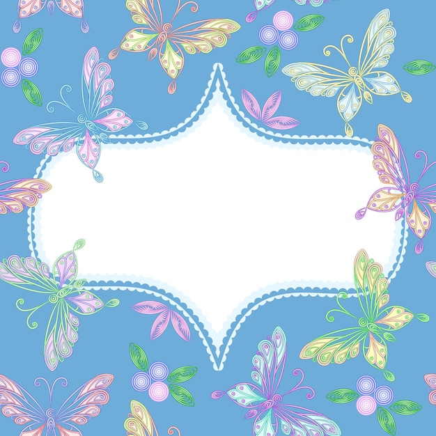 Vector vector floral lace frame with butterflies