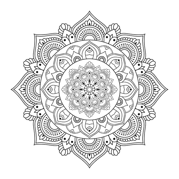 Vector floral mandala background for coloring page