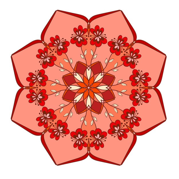 Vector floral mandala colored round pattern in ethnic tribal style Decorative beautiful ornament