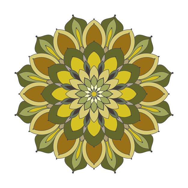 Vector floral mandala colored round pattern in ethnic tribal style Decorative beautiful ornament