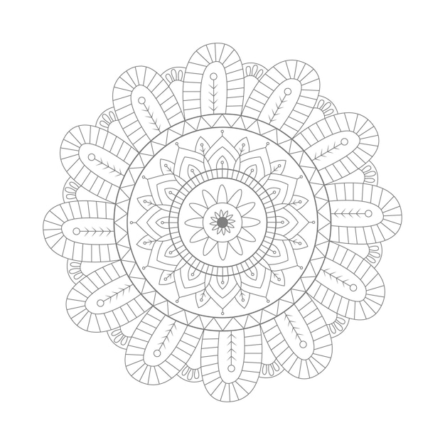 Vector floral mandala ontwerp zwarte en witte achtergrond