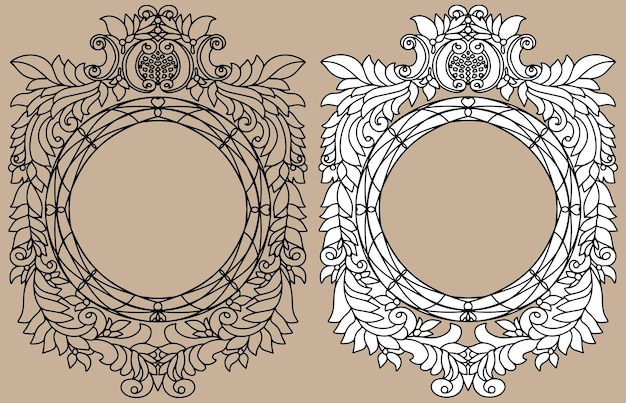 Vector floral monogram frame. floral, linear and leaf frames. vector illustration