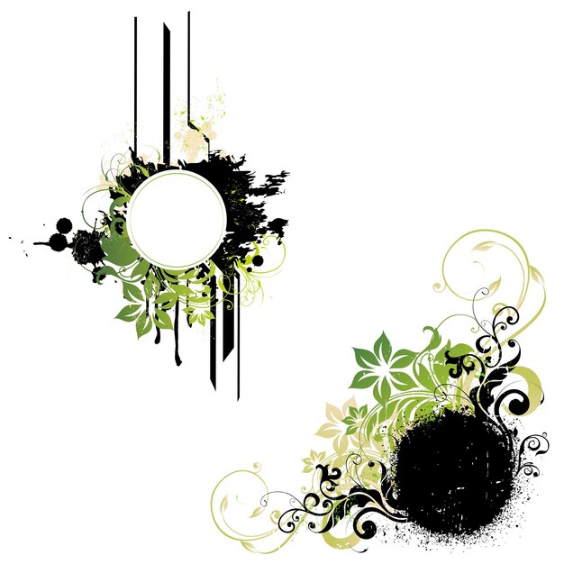 Vector floral ornament round frame