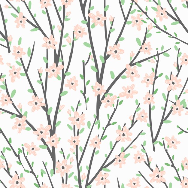 Vector vector floral pattern with flowers and branches.