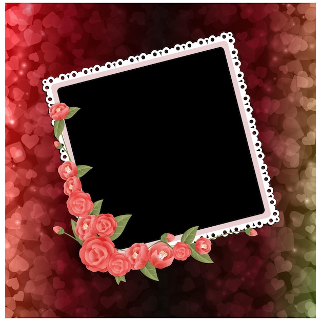 vector floral photo frame mockup illustration with background