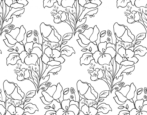 Vector floral seamless pattern. Botanical background with flowers