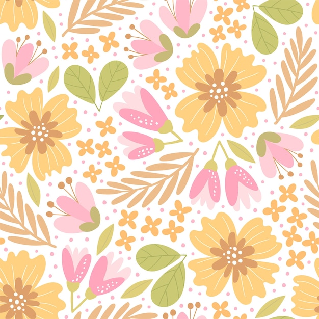 Vector floral seamless pattern in trendy colors