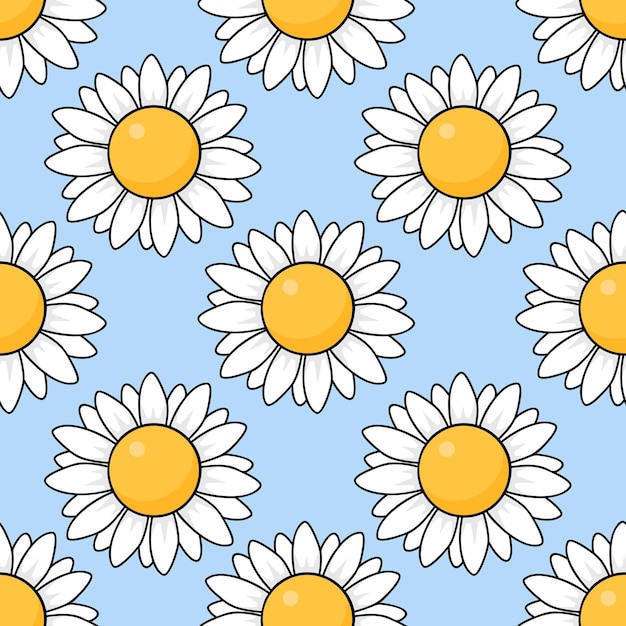 Vector floral seamless pattern vector seamless pattern with chamomile flowers on blue background