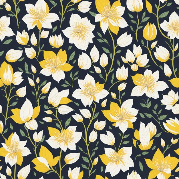 Vector vector floral seamless pattern of yellow flowers