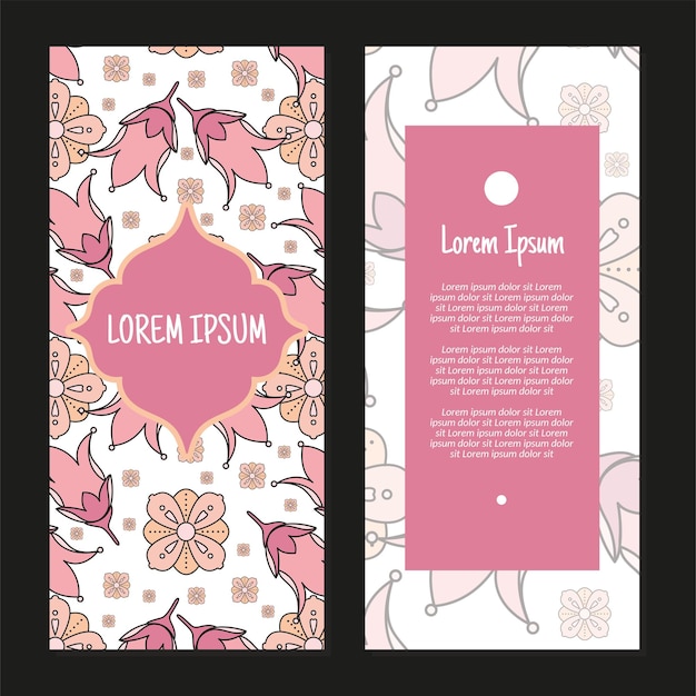 Vector floral vertical frame pattern invitation greeting cards RSVP and thank you cards able to resize