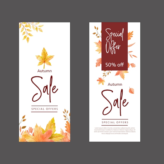 Vector floral watercolor style banner design