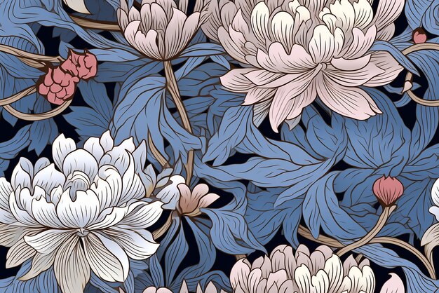 ベクトル花水彩画のテクスチャパターン - 青い花の水彩画花のパターン