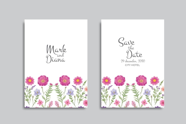 vector floral watercolor wedding invitation card design