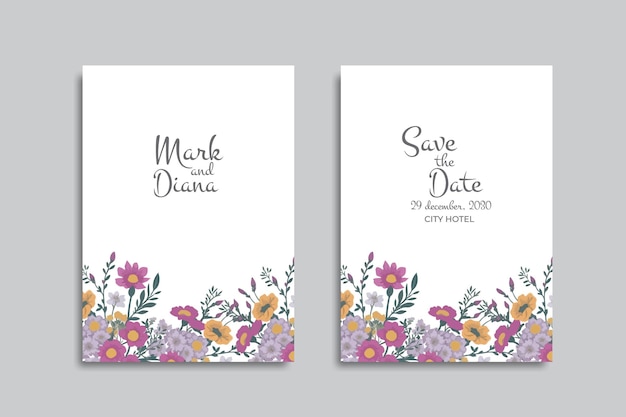 Vector vector floral watercolor wedding invitation card design