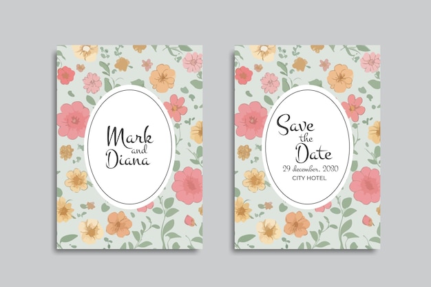 vector floral wedding invitation card