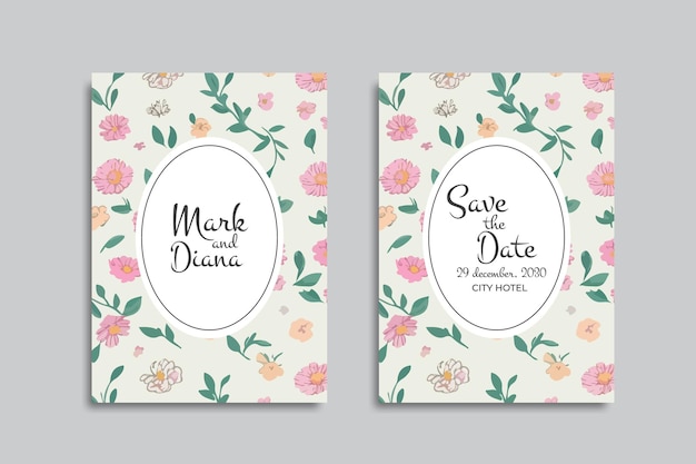 vector floral wedding invitation card