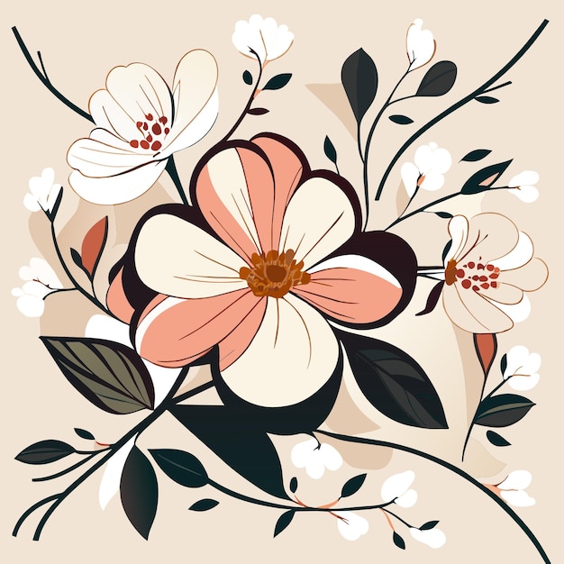 Vettore vector floral whispers 2d design piatto con fioriture