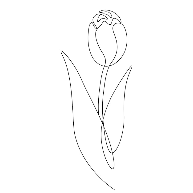 Вектор Векторный цветок, нарисованный одной линией