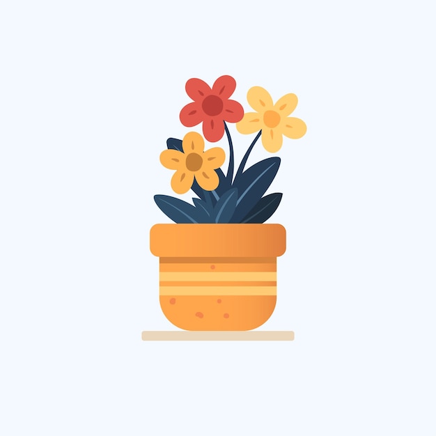 Vector vector flower in a pot flat style vector illustration