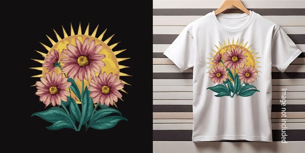 Vector flower retro tshirt design