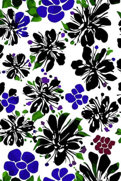 Vector flower seamless pattern background flowers watercolor pattern flower illustration ai image