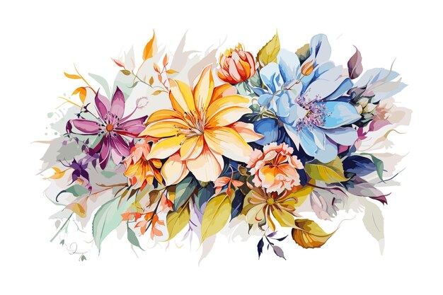 Vector flower watercolor with white background