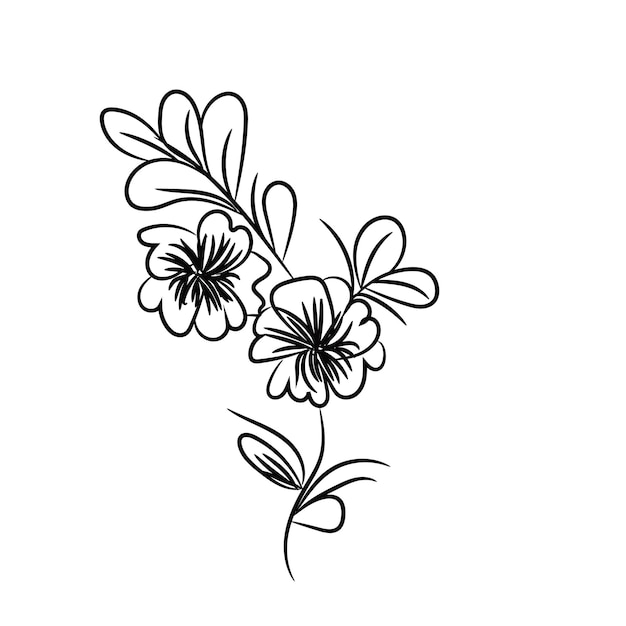 Vector flowers arrangement with hand drawn line art