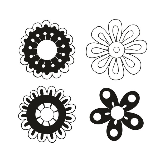 Vector flowers doodle set illustration premium vector