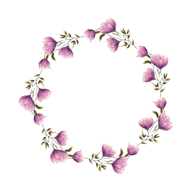 Vector flowers frame beautiful wreath elegant floral collection with isolated bluepink leaves and fl