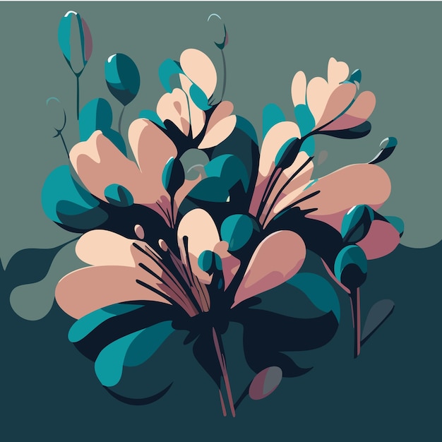 Vector flowers pastel colors floral shapes