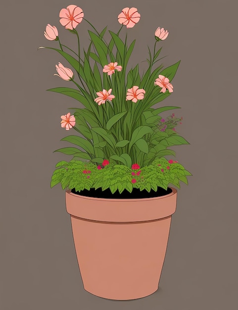 Vector flowers in pot collection