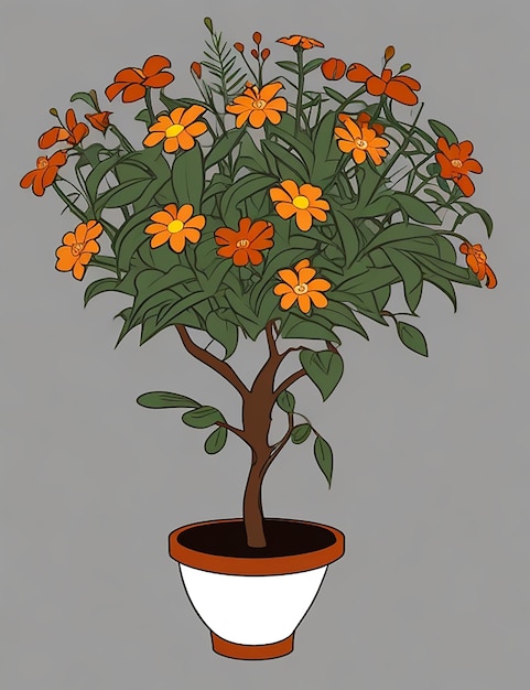 Vector flowers in pot collection