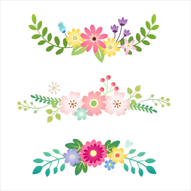 Vector vector flowers set. elegant floral frames. border ornament composed of various flowers and plants.