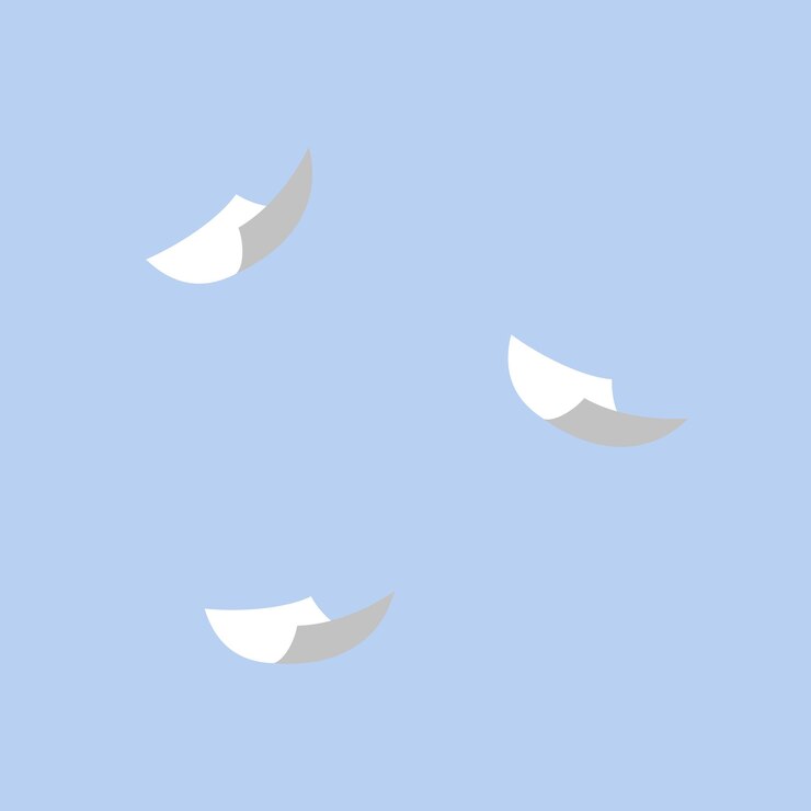 Vector vector fly papers set falling and flying white sheets