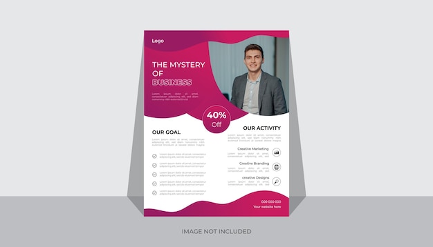 A vector flyer for a business that says the mystery