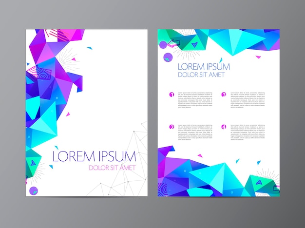 Vector flyer colorful brochure abstract design 2 sides background cover