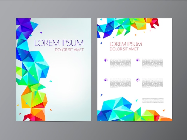 Vector flyer colorful rainbow brochure abstract design 2 sides background cover