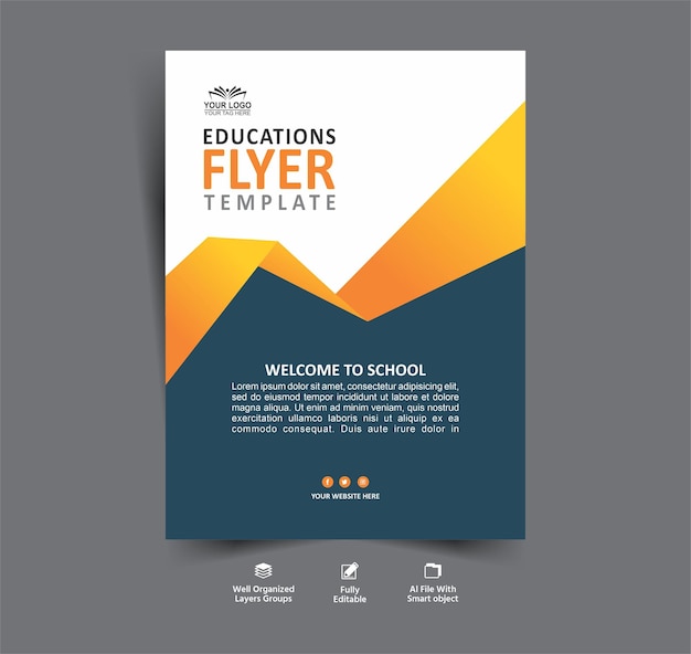 Vector a flyer template for educations is a template for a school